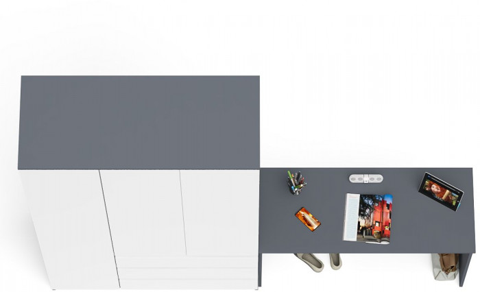 Мори письменный стол МСП1200.1 + Шкаф МШ1200.1, графит/белый