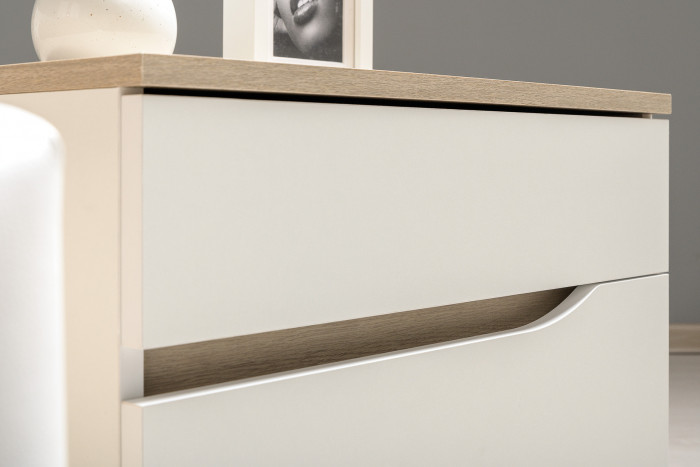 Муссон Кровать 11.28 + под. ортопед + 16.03 + 13.97 + Зеркало СВК + Тумба ТВ 13.276, белый/чёрный/дуб эндгрейн элегантный/кожзам белый, 1600х2000, б/м