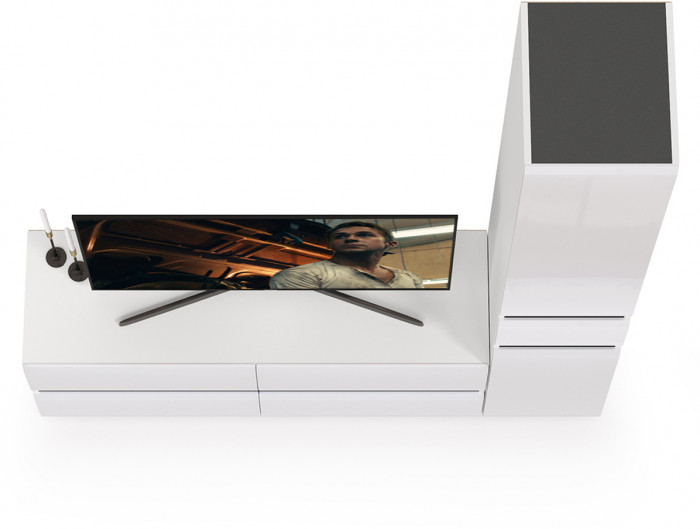 Сидней Комплектация № 015, корпус: белый/чёрный/фасады: МДФ белый глянец