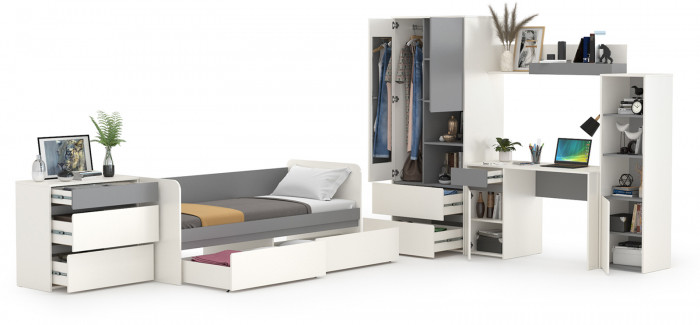 Торонто Компоновка № 27, белый шагрень/стальной серый