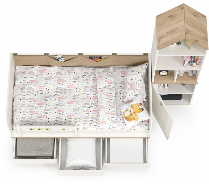 Эйп 11.40 Кровать + 13.14 Стеллаж, белый/дуб белый