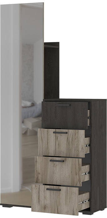 Эдинбург вешалка ВШ-01 (1,002х2,000х0,350) железный камень/дуб крафт серый