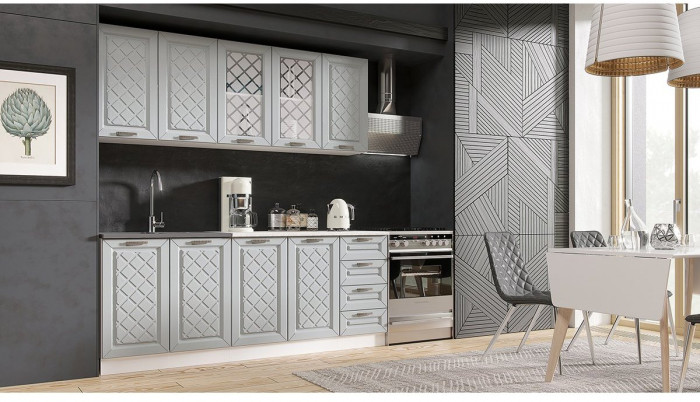 Кухня МДФ Агава 2000 (Акация белая, Белый)