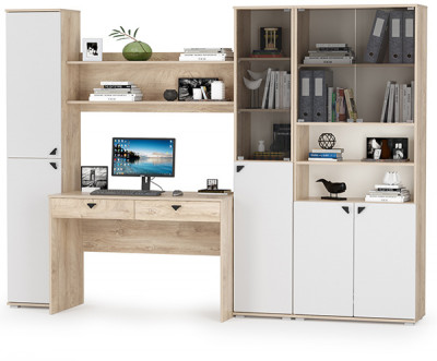 Бостон № 45, дуб эндгрейн элегантный/фасады МДФ милк рикамо софт