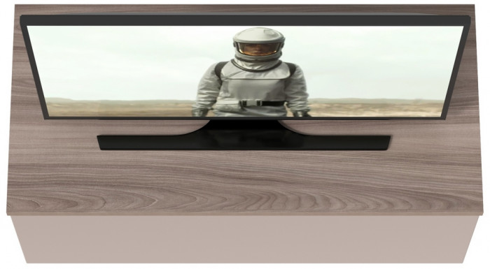 Роквуд Тумба под ТВ 16.54.01, цвет корпус ДСП эмили блаш/фасады МДФ крем, ШхГхВ 76,8х36,8х32 см.