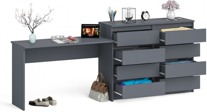 Мори письменный стол МСП1200.1 + Комод МК1200.8, графит
