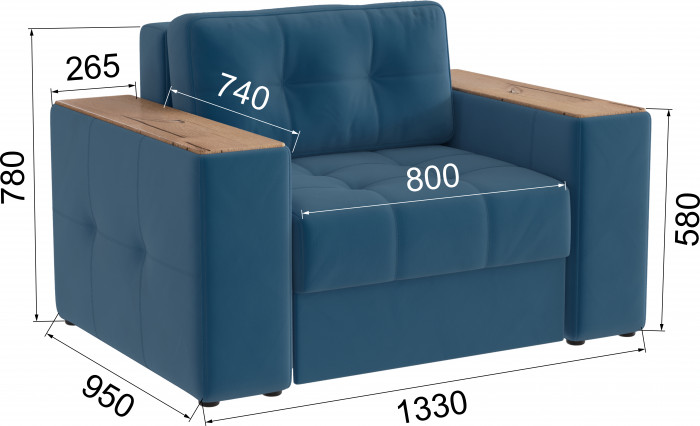 Кресло-кровать "Нави", Атлантида/МДФ дуб канадский