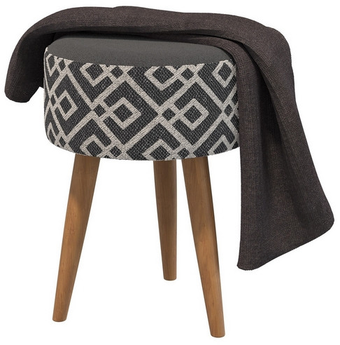 Банкетка 6-5132ТКчёр Юна, ткань чёрная с рисунком