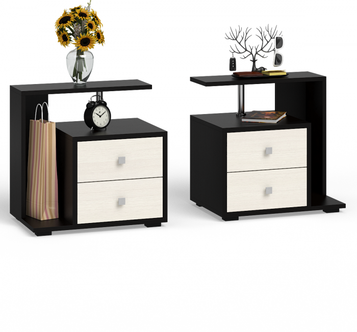 Камелия Кровать с ящиками 1600 + две тумбы, цвет венге/дуб лоредо, ШхГхВ 276х217х78,2 см., сп.м. 1600х2000 мм., без матраса, основание есть