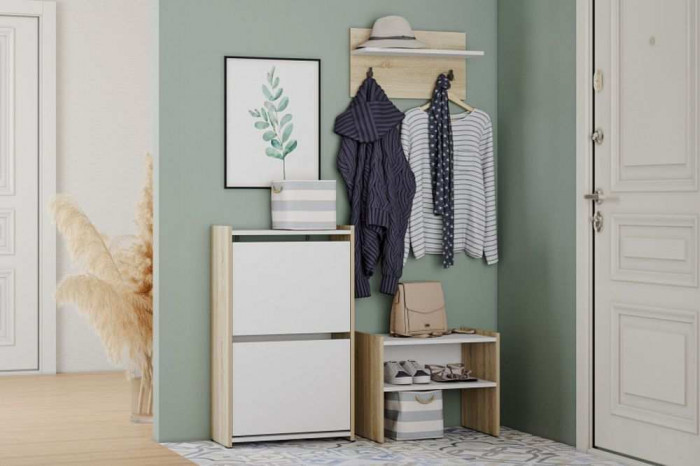 Вешалка Симпл НМ 013.34 дуб сонома/белый