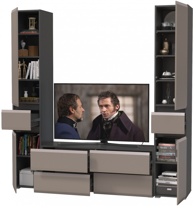 Сидней Комплектация № 017, корпус: антрацит/фасады: МДФ веллюто капучино