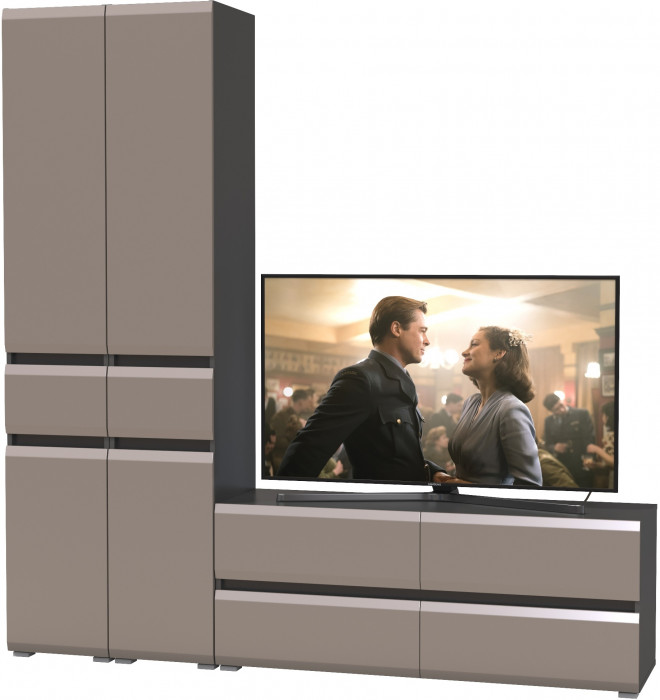 Сидней Комплектация № 017, корпус: антрацит/фасады: МДФ веллюто капучино