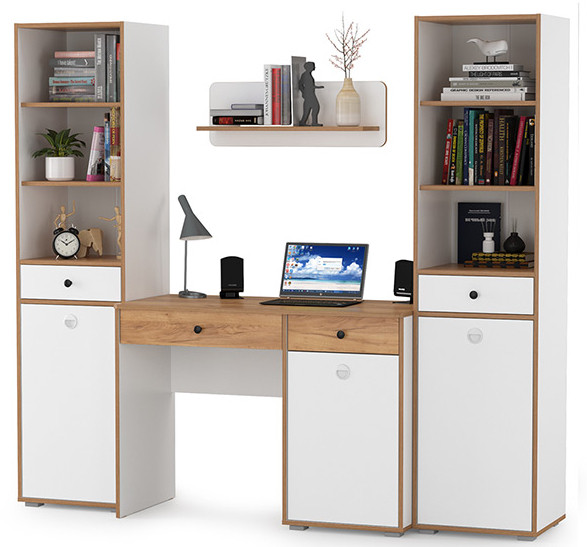 Вуди Компоновка № 08, белый премиум/дуб крафт золотой